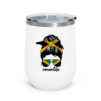 Mom Life Messy Bun Jamaican Flag Mother’S Day Jamaica Gifts Wine Tumbler | Mazezy