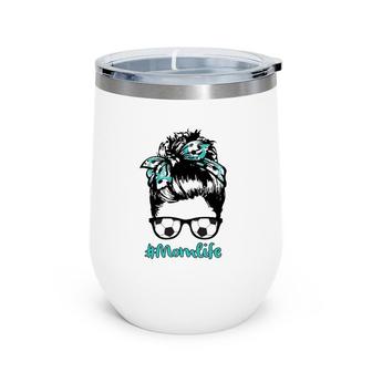 Mom Life Soccer Mom Sunglasses Bandana Messy Bun Gift For Mother's Day Wine Tumbler | Mazezy