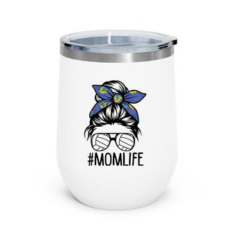 Mom Life Volleyball Mothers Day Messy Bun Wine Tumbler | Mazezy