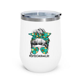 Momlife Messy Bun Scout For Girls Cookie Mom Wine Tumbler | Mazezy