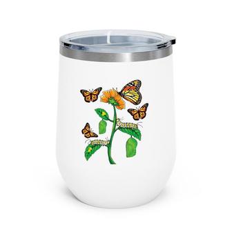 Monarch Butterfly Lover Life Cycle Metamorphosis Caterpillar Wine Tumbler | Mazezy