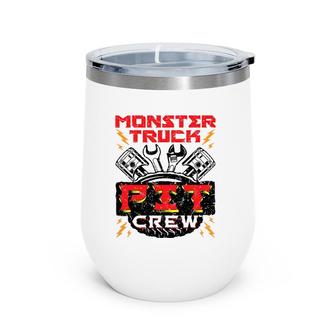 Monster Truck Pit Crew Men Boys Jam Rally Wine Tumbler | Mazezy