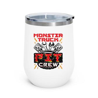 Monster Truck Pit Crew Men Boys Jam Rally Wine Tumbler | Mazezy