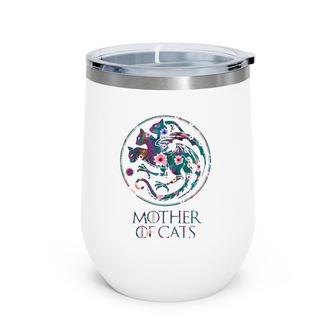 Mother Of Cats With Floral Art - Gift For Cat Lovers Wine Tumbler | Mazezy