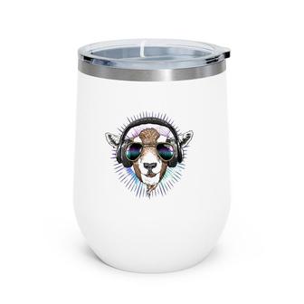 Music Goat Dj With Headphones Musical Goat Lovers Wine Tumbler | Mazezy