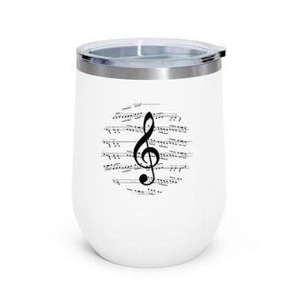 Music Sheet Notes G-Clef Symbol Vintage Design Musician Gift Wine Tumbler | Mazezy