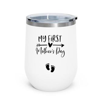 My First Mother's Day Pregnancy Announcement Mom To Be Wine Tumbler | Mazezy