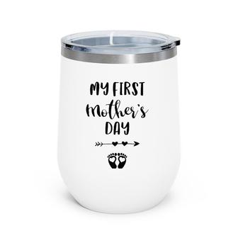 My First Mother's Day Pregnancy Announcement Pregnant Mom Wine Tumbler | Mazezy AU