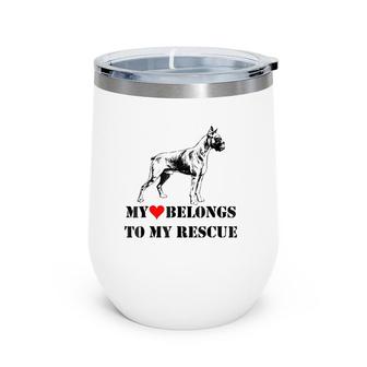 My Heart Belongs To My Rescue Boxer Puppy Paw Dog Pet Family Wine Tumbler | Mazezy