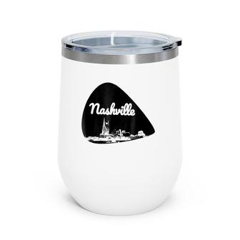 Nashville City Skyline On Guitar Pick Wine Tumbler | Mazezy