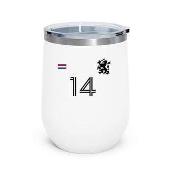 Netherlands Soccer Jersey Team Crest 14 Holland Dutch Lion Wine Tumbler | Mazezy