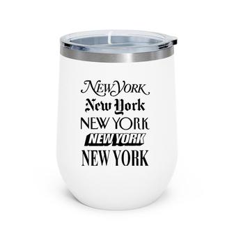 New York City Newsprint Typography Wine Tumbler | Mazezy