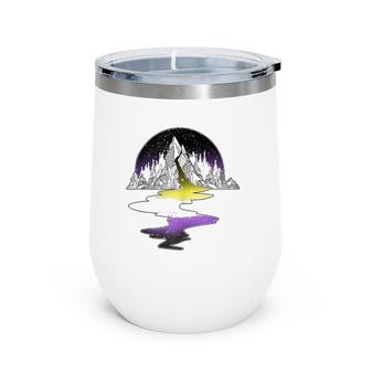 Nonbinary River Mountain Lgbt Pride With Nb Nonbinary Flag Wine Tumbler | Mazezy
