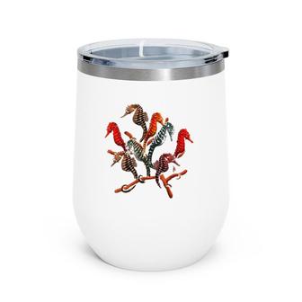 Ocean Seahorse On Stick Gift Beach And Seahorses Wine Tumbler | Mazezy