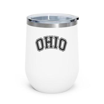 Ohio Varsity Style Black With Black Text Wine Tumbler | Mazezy