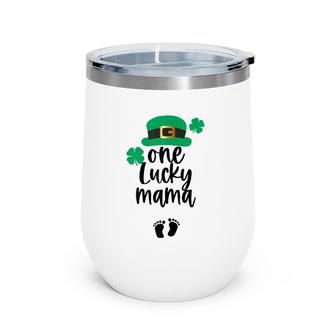 One Lucky Mama Saint Patrick's Day Pregnancy Announcement Wine Tumbler | Mazezy