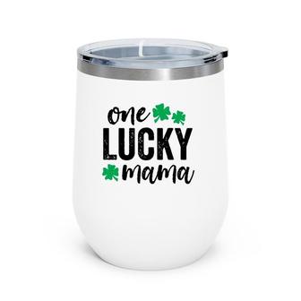 One Lucky Mama St Patrick's Day Gift Green Mom Light Wine Tumbler | Mazezy