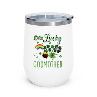 One Lucky Rainbow Godmother St Patrick's Day Funny Wine Tumbler | Mazezy