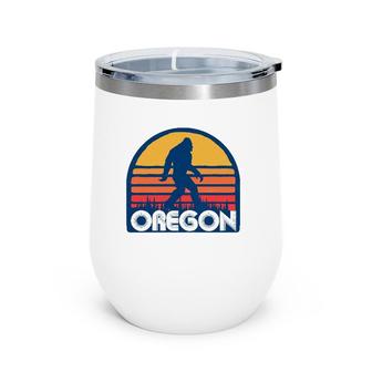 Oregon Retro Surf Style Bigfoot Sasquatch Eighties Graphic Wine Tumbler | Mazezy