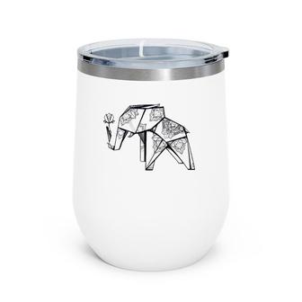 Origami Elephant- Geometric Boho Tee Wine Tumbler | Mazezy