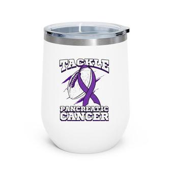 Pancreatic Cancer Chemotherapy Fighter Football Gift Wine Tumbler | Mazezy
