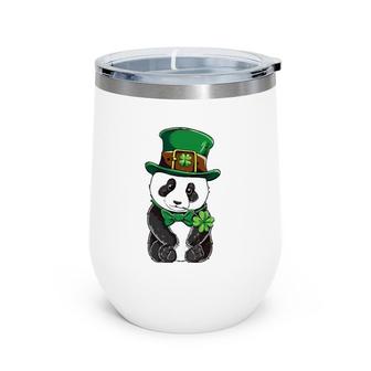 Panda Leprechaun St Patrick's Day Boys Kids Girls Shamrock Wine Tumbler | Mazezy