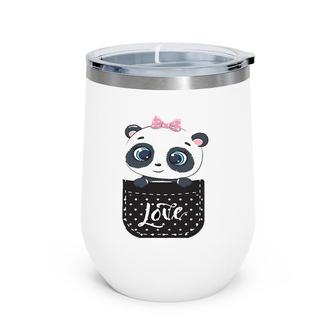 Panda Lovers Cute Baby Panda Kawaii In Pocket Wine Tumbler | Mazezy