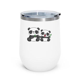 Panda Mother Father And Child Panda Bear Lovers Father's Day Wine Tumbler | Mazezy
