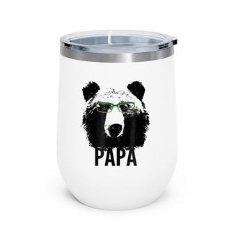 Papa Bear Grizzly Bear With Glasses Dad Daddy Bears Wine Tumbler | Mazezy