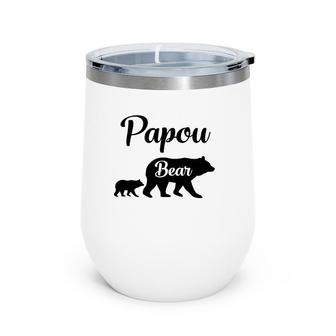 Papou Bear Gift Grandfather Grandpa Wine Tumbler | Mazezy