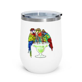 Parrots Drinking Margarita Hawaiian Vacation Birds Raglan Baseball Tee Wine Tumbler | Mazezy
