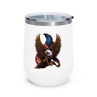 Patriotic American Design With Eagle And Flag Wine Tumbler