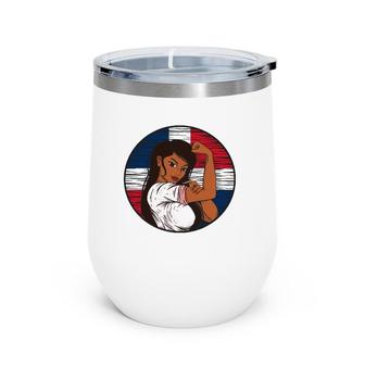 Patriotic Dominican Republic Flag Proud Dominican Girl Wine Tumbler | Mazezy