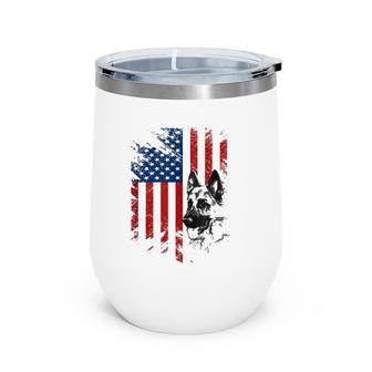 Patriotic German Shepherd Usa American Flag Dog Pet Gift Tank Top Wine Tumbler | Mazezy
