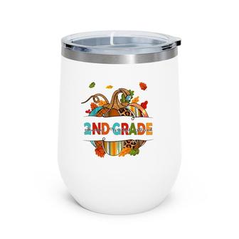 Pbqz Leopard Pumpkin Fall Thanksgiving Second Grade Teacher Wine Tumbler | Mazezy