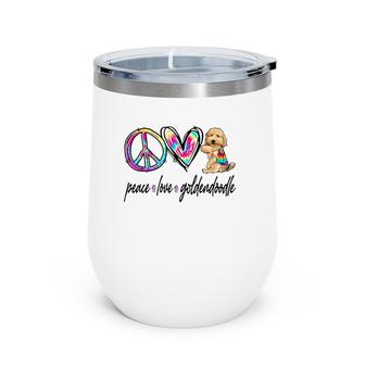 Peace Love Goldendoodle Tie Dye Dog Lover Mother's Day Wine Tumbler | Mazezy