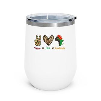 Peace Love Juneteenth Black Pride Independence Day Leopard V-Neck Wine Tumbler | Mazezy