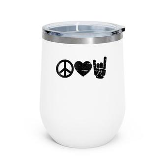 Peace Love Rock And Roll - Rock And Roll S Wine Tumbler | Mazezy