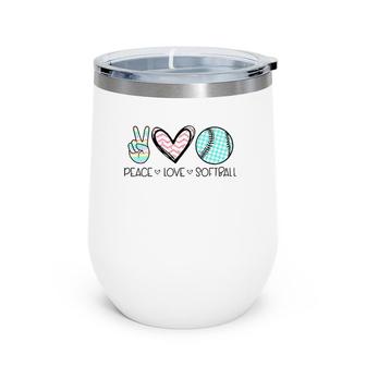 Peace Love Softball Cute Design For Women Teen Girls Wine Tumbler | Mazezy
