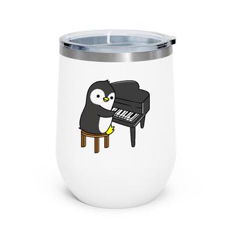 Penguin Playing Piano Pianist Gift Wine Tumbler | Mazezy