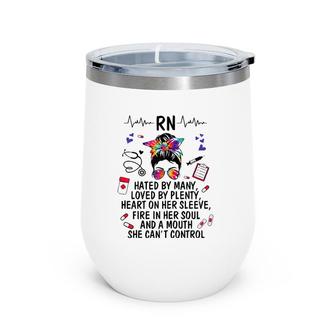 Ph Tie Dye Messy Bun Nurse Rn Life Nursing Heartbeat Wine Tumbler | Mazezy