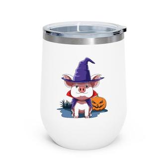 Pig Halloween Pig Lover Gift Pig Halloween Pumpkin Pig Owner Wine Tumbler | Mazezy