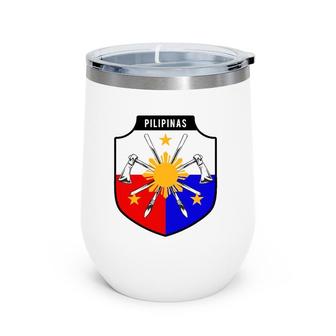 Pilipinas Philippine Flag 3 Star And Sun Wine Tumbler | Mazezy