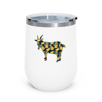 Pineapple Hawaiian Goat Women Men Print Sheep Kid Girl Gift Wine Tumbler | Mazezy