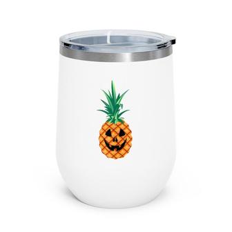 Pineapple Pumpkin Jack O'lantern Halloween Wine Tumbler | Mazezy