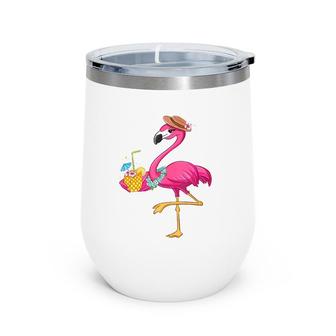 Pineapple S For Girl Women Pink Flamingo Lover Hawaii Wine Tumbler | Mazezy