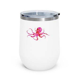 Pink Red Hearts Valentine's Day Gift For Women Girls Octopus Wine Tumbler | Mazezy
