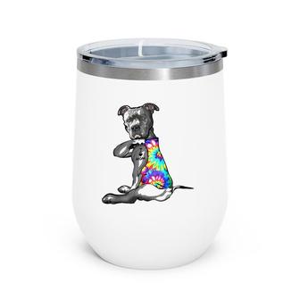 Pitbull Dog Tattoo I Love Mom Mother's Day Gift Wine Tumbler | Mazezy