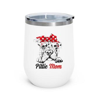 Pittie Mom With Red Bandana Headband Dog Mom Mother's Day Wine Tumbler | Mazezy