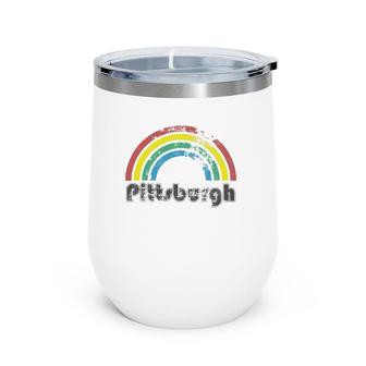 Pittsburgh Rainbow 70'S 80'S Style Retro Gay Pride Men Women Wine Tumbler | Mazezy